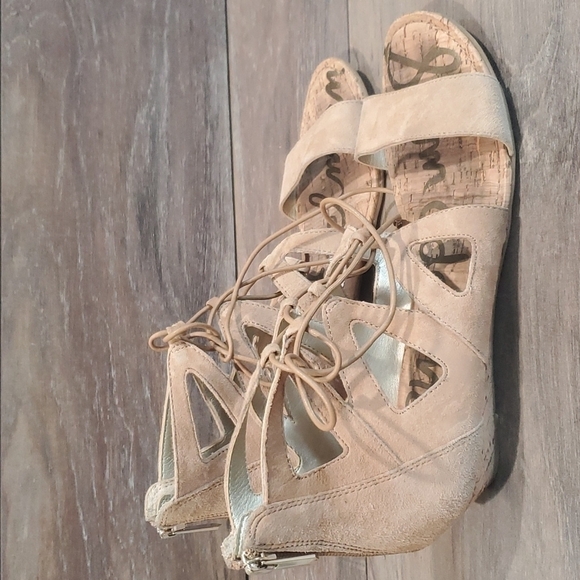 Sam Edelman Dean Suede back zip lace up sandals shoes flats sz 8 - Picture 2 of 14